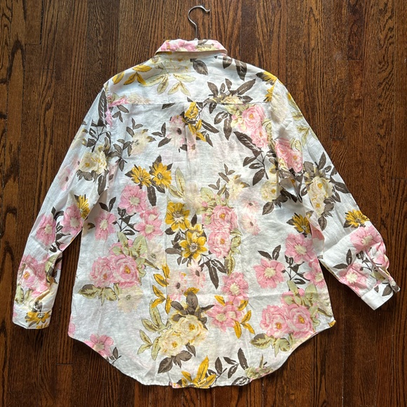 Lord & Taylor Floral Linen Shirt - Picture 2 of 16